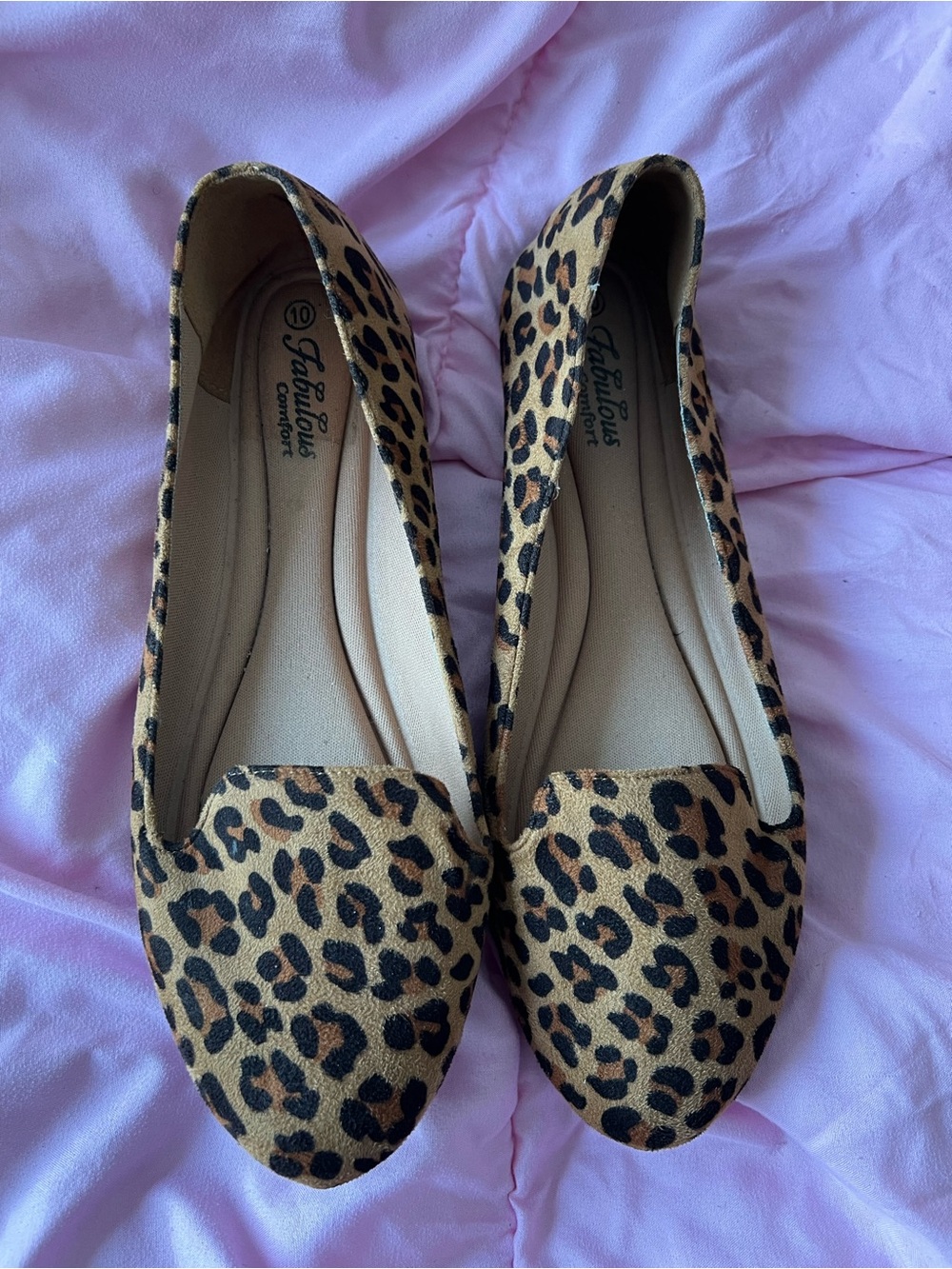 Leopard Print Women's Flats - Tan/Black
